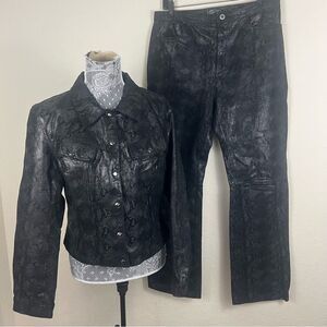 Steve Madden Black Snake Print Leather Jacket Set Women’s XL Sz 12